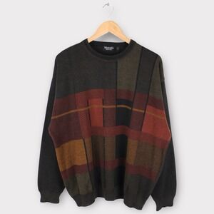 Vintage Marcello Wool Blend Abstract Pattern Sweater Men's Large Italian Made
